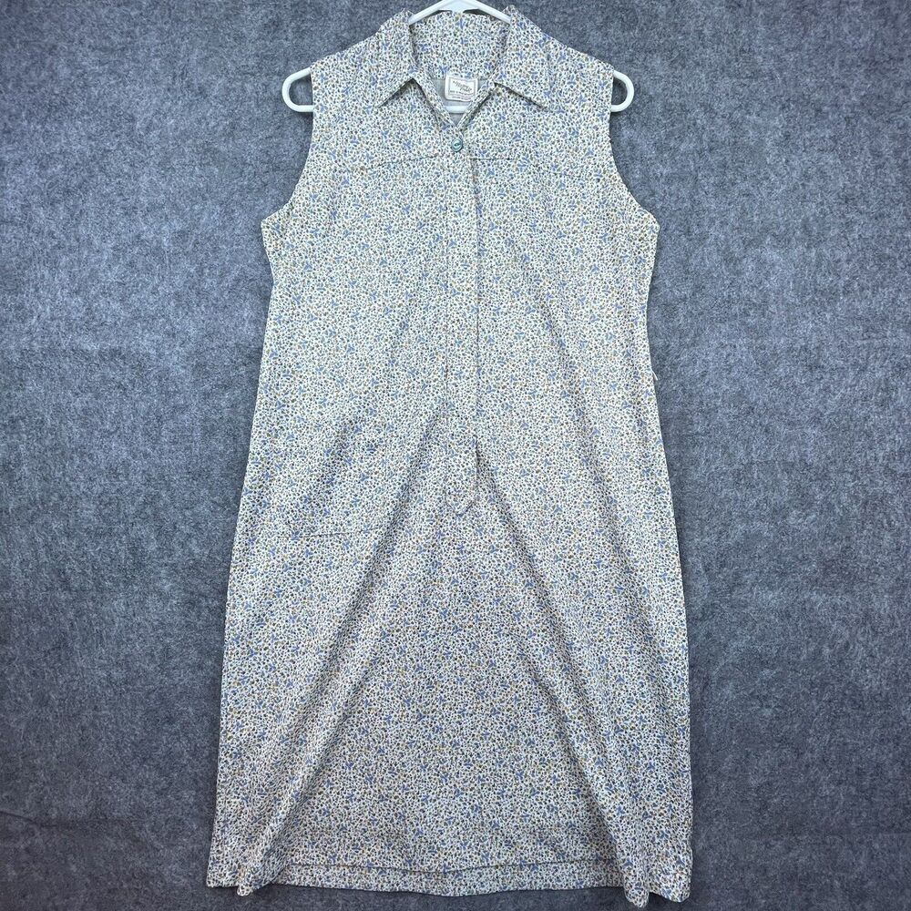 Vintage‎ A Nancy Frock Dress M Tiny Flowers Cottage Grandma Retro House Coat